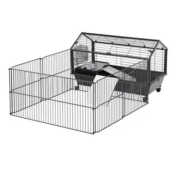 PawHut Outdoor Triangular Rabbit Wire Cage